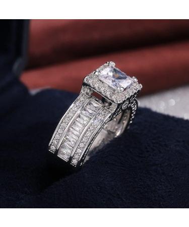 Princess Cut CZ Halo Engagement Ring | Cubic Zirconia Promise Band for Women | Size 9 - Buy Online on GoSupps.com