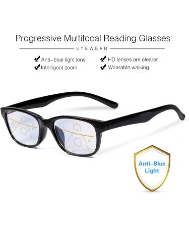 Unisex Progressive Multifocal Reading Glasses +2.00 | Blue Light Filter & UV Protection | Anti-Fatigue Computer Glasses for Men & Women - Buy Online on GoSupps.com