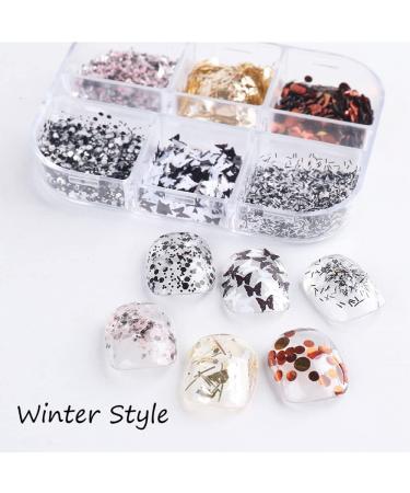 Manicure Hexagon Butterfly-shape Irregular Spangles Colorful Black White Nails Sequins Glitter Flakes(01) - Buy Online on GoSupps.com