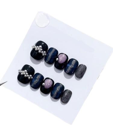 Handmade Long and Short Nail Patches for Artificial Nail Enhancement(Color:19586 Size:XS)