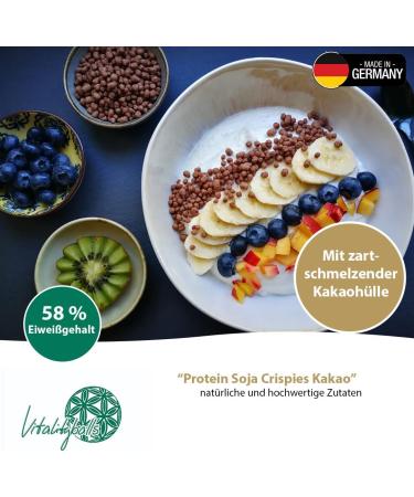 Vitality Balls - 58% Protein Soy Crispies Cocoa 500g | High-Protein Topping for Muesli & Fitness Recipes - Buy Online on GoSupps.com