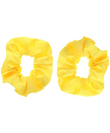 Zac's Alter Ego Pair of Luxurious Satin Hair Scrunchies - Variety of Colours Yellow