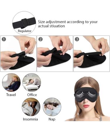 Silk Eyelash Style Sleep Mask Set for Women - 2 Black Satin & 2 Dark Blue Soft Masks with Adjustable Strap and Silk Bag - Buy Online on GoSupps.com