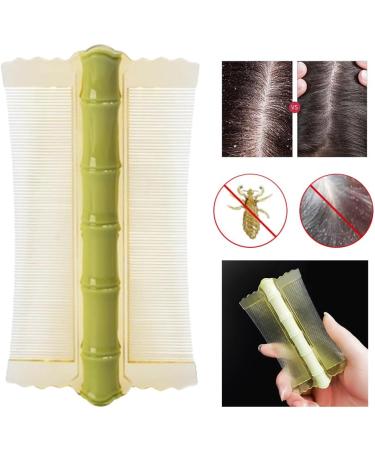 ASIEIT Double-sided Scalp Massage Comb Fine Tooth Hair Nit Comb Lice Comb Flea Lice Removal Comb Bamboo Shape for Adult Kids (Green) - Buy Online on GoSupps.com
