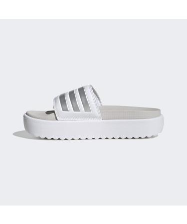 Buy adidas Women's Adilette Plateau Slides 39 1/3 EU - Cloud White/Zero Metallic Grey | International Shipping Available - Buy Online on GoSupps.com