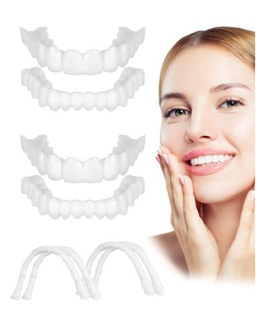 Fake Teeth  4 PCS Veneers Teeth for Women and Men  Dentures Cosmetic Teeth for Upper and Lower Jaw Comfortable and Natural Shade Fit Dental Veneers for Temporary Teeth Restoration