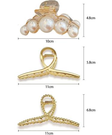 Pearl Hair Clips | Brushed Metal Hair Accessories for Women & Girls | Elegant Hair Jewelry - Set of 3 - Buy Online on GoSupps.com