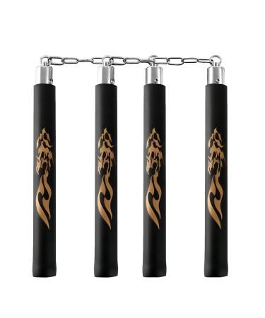 TOPOINT Nunchuck,Safe Foam Rubber Training Nunchucks/Nunchakus with Steel Chain for Kids & Beginners Practice and Training (Black)