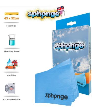SPH2ONGE Super Absorbent Cloth (Blue) - Reusable, Multi-Purpose Sponge for Home - Holds 10x Liquid Weight - Drip-Free & Effective on All Surfaces - Buy Online on GoSupps.com