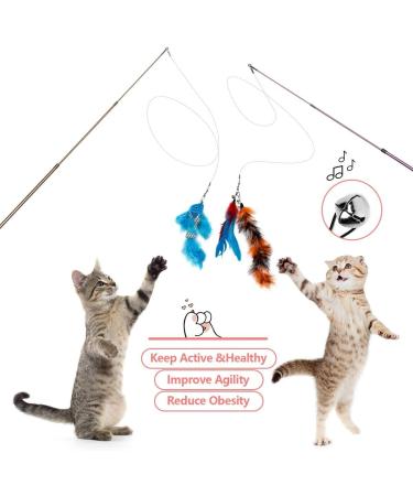 Bojafa Cat Toys for Indoor Cats Adult: Interactive Kitten Feather Wand Toys 15 Pcs Cat Teaser Toys - Buy Online on GoSupps.com
