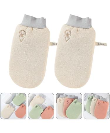 Exfoliating Bath Scrub Gloves | 2pcs Yellow Shower Scrubbers for Men & Women | Dead Skin Cell Remover & Massage Gloves - Buy Online on GoSupps.com