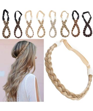 SEGO Extensions Hair band Braid Braids Hair Extension Adjustable Headband Elastic Stretch Hair Part Beauty Accessories For Women Honeyblond & Bleich Blond S-1.5cm (0.6 ") -27G