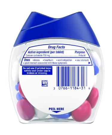 TUMS Chewy Bites Berries & Cream - 32 Count: Fast Heartburn Relief - Buy Online on GoSupps.com