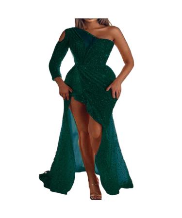 Hanxiulin women dress party dress sequin dress ladies long -sleeved festive dress dress dresses sexy dresses evening dress wrap dress green 3xl