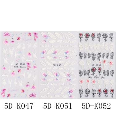 Fashion Manicure Decor DIY Woman White Flowers Butterfly-shape Design Water Transfer Stickers 5D Embossed Nail Sticker Nail Art Decoration(5D-K030) - Buy Online on GoSupps.com