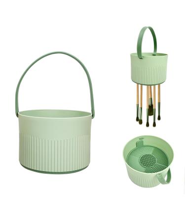 Makeup Brush Cleaner Mat 3 in 1 Silicone Makeup Brushes Cleaner Bowl with Brush Drying Holder Hanging Cosmetic Brush Cleaner Organizer for Storage & Air Dry Green Without Cover Green