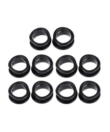 shamjina Pack 10 Pieces Rubber Hair Salon Shears Scissors Finger Rings Grips Inserts - Black as described