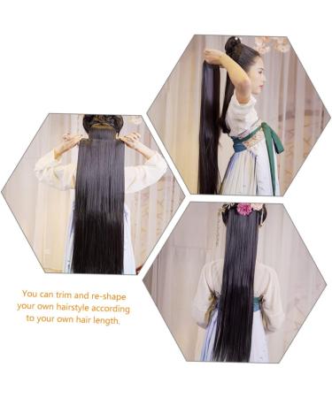 DOITOOL Hair Extension Wig Natural Hair Wig Curly Hair Extensions Synthetic Hair Extensions Black Frontal Wig Natural Hair Extensions Long Straight Hair High Temperature Wire Miss Hairpin 75X16CM Black - Buy Online on GoSupps.com