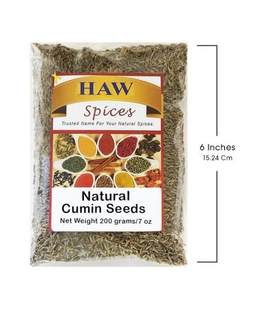 HAW Cumin Seeds Whole 7oz (200g) - Premium Quality, Gluten-free, Non-irradiated, All Natural for Cooking & Tea | Adds Flavor & Taste - Pack of Whole Cumin Seeds - Buy Online on GoSupps.com