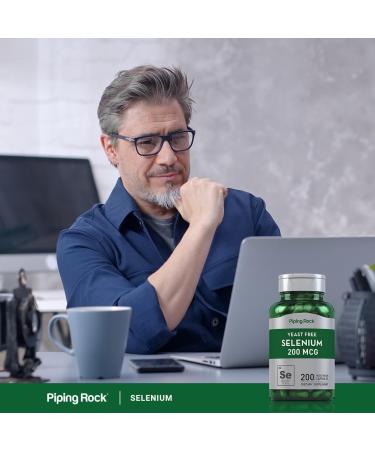 Piping Rock Yeast Free Selenium 200mcg | 200 Capsules | Vegetarian Supplement | Non-GMO Gluten Free Formula - Buy Online on GoSupps.com