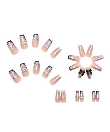 Wearable artificial nails mature atmosphere ballet nail manicure finished diamond black butterfly shiny nails
