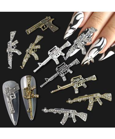 3D Metal Gun Nail Charms - Luxury Alloy Weapon Nail Charms for Nails - 10pcs/set - Buy Online on GoSupps.com