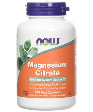 Now Foods Magnesium Citrate caps- 120 Vcaps ( 2-Pack) Unflavored 120 Count (Pack of 2)