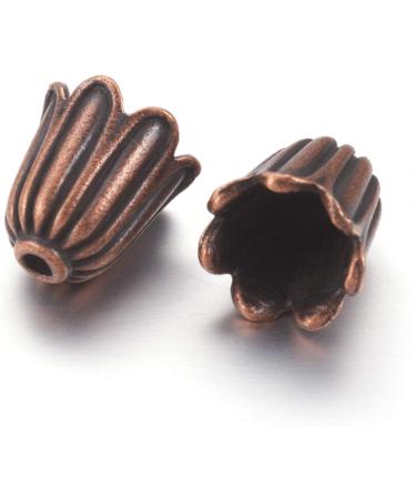 Craftdady Red Copper Flower Spacer Bead Caps 10x10mm - 20pcs, Tibetan Metal Floral Cone End Caps for Jewelry Making - Buy Online on GoSupps.com