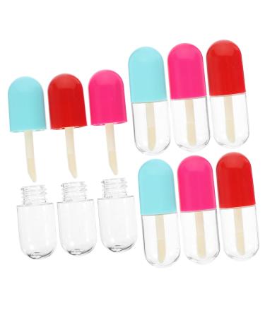 SHERCHPRY 9 pi ces Tubes Gloss L vres Vides Transparents Miniatures pour DIY Compact Rechargeables Conteneurs Brillants pour Cosm tiques Couleur Al atoire Couleur Al atoire