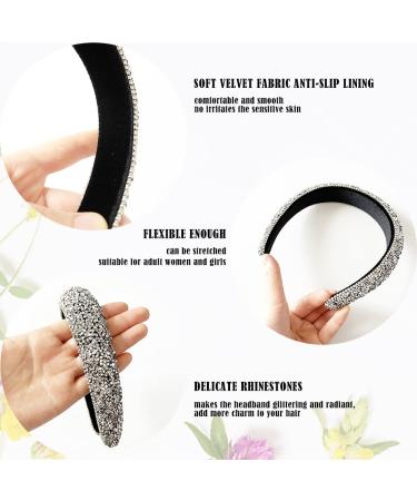 Sparkling Rhinestone Padded Headband - Silver Jeweled Hair Accessory for Women & Girls - Buy Online on GoSupps.com