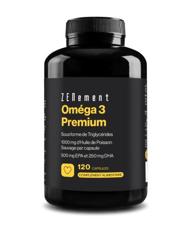 Omega 3 Premium Triglycerides for Optimal Absorption - 1000mg EPA + 500mg DHA per Dose - FOS Certified Wild Fish Oil - 120 Capsules
