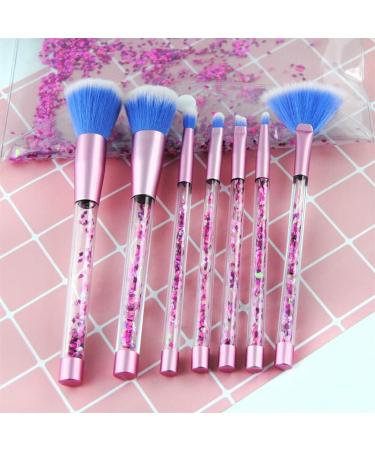 7PCS Glitter Quicksand Makeup Brush Set - Pink Cosmetic Brushes for Foundation Powder Blush & Eyeshadow with Case | International Shipping Available - Buy Online on GoSupps.com