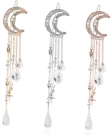 minkissy Bridal Hair Clip Headwear for Women Tiara for Girls Crystal Charms Hair Clip Tassel Hair Pin Bead Tassel Barrette Hair Accessories Tassel Drop Hair Clip Moon Hair Barrette Headgear - Buy Online on GoSupps.com