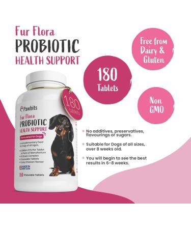 Canine Probiotics & Prebiotics Tablets for Dogs - 5 Billion CFU Chewable Supplements - 10 Strain Complex for Digestive & Gut Health - Chicken Flavour - 180 Tablets - Buy Online on GoSupps.com