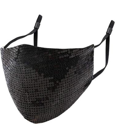 Yimidear Bling Sequin Adult Mouth Protection Mask - Reusable Washable Dust Mask with 2 Active Coal Filters for Running & Cycling - Black - Buy Online on GoSupps.com