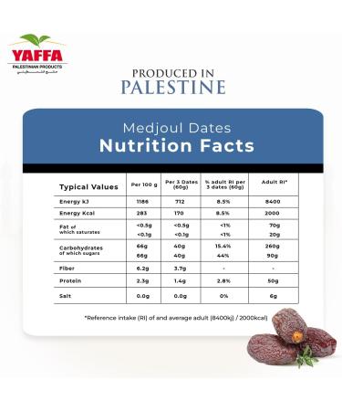  Yaffa Palestinian Delights Delicious and Juicy Medjool Dates Grade 2 (Large) 5 kg Box All natural no added sugar no additives sustainably grown Palestinian dates and - Buy Online on GoSupps.com