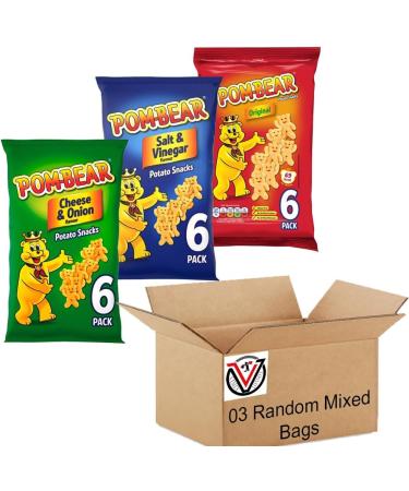 Pom Bear Cheese & Onion Original Salt & Vinegar Multipack Crisps | 03 Mixed Bags VIMIX - Buy Online on GoSupps.com