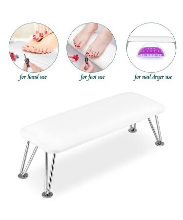 Professional Non-Slip Nail Arm Rest Cushion - White Microfiber Leather - Buy Online on GoSupps.com