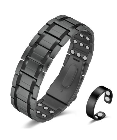 Vicmag Magnetic Bracelet Men Three Rows Magnetic Therapy Titanium Steel Bracelet Folding Clasp with Adjustment Tool (Gray) 2-gray - Buy Online on GoSupps.com