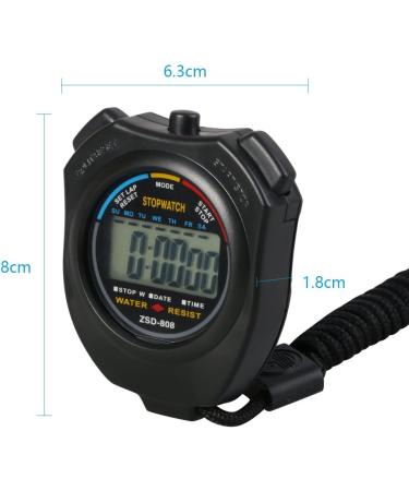 Vicloon Digital Sports Stopwatch Timer Large LCD Stainless Steel Ideal for Football Basketball Running Swimming & Fitness (Black) - Buy Online on GoSupps.com