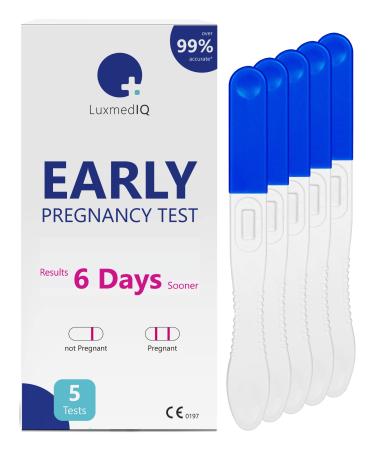 5X LuxmedIQ Early Pregnancy Test - Rapid Results up to 6 Days Sooner - Over 99% Accurate - 10 MIU/mL Midstream Urine hCG Test
