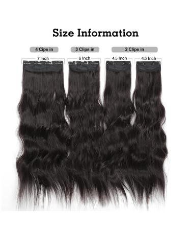 Yddm Clip-In Hair Extensions - Natural Black Wavy 24-Inch Synthetic Hair - Full Head 4pcs Affordable Realistic Look for Women - Buy Online on GoSupps.com