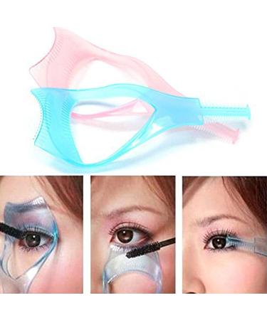 2Pcs Plastic 3 in 1 Makeup Cosmetic Eyelash Tool Upper Lower Eye Lash Mascara Guard Applicator Guide Helper with Eyelash Comb