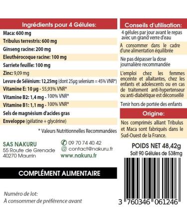 NAKURU | Tribulus + Maca | Boost Range | Made in France | The Stimulating Alliance! | (90 Capsules of 538 mg / Net Weight: 48.5 g) - Buy Online on GoSupps.com
