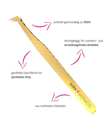 AURA Monaco Eyelash Tweezers - Premium Professional Curved Tip for Eyelash Extensions - Volume Precision in Barcelona - Buy Online on GoSupps.com