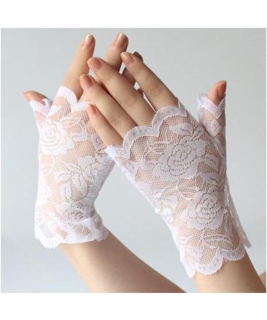 SHTGOI 1 Pair Women's Lace Gloves Short Bride Fingerless Floral Lace Gloves Sun Protection Gloves Wedding Lace Gloves for Tea Party Funeral Wedding Party Costume Accessories White - Buy Online on GoSupps.com