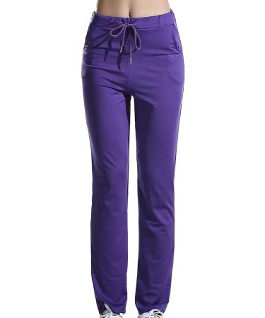 WILLBEST Joggers for Women Stretch Plain Jogging Tracksuit Bottoms Lounge Loose Fit Sweatpants Running Gym Workout Trouser Sweat Jog Pants Loungwear L 3211-djufh-purple-a - Buy Online on GoSupps.com