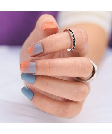 Sethexy Glossy Orange Coffin False Nails - 24PC Square Acrylic Nail Tips for Women & Girls - International Shipping Available - Buy Online on GoSupps.com