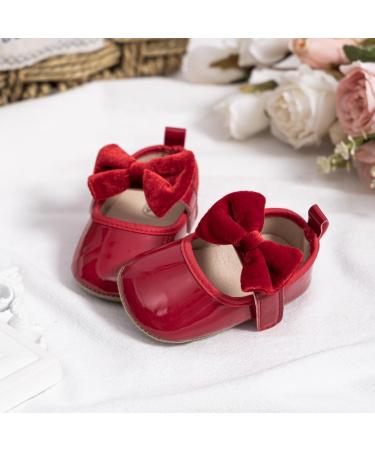 CENCIRILY Baby Girl Mary Jane Shoes | Anti-Slip First Walking Soft Sole Flats for 12-18 Months | Red Princess Wedding Dress - Buy Online on GoSupps.com