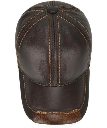 Gudessly Adjustable Men's Genuine Cowhide Leather Baseball Cap - A-brown | Outdoor Sports Hat - Buy Online on GoSupps.com